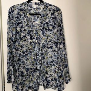 J. Jill Floral Blouse - Blue and Green